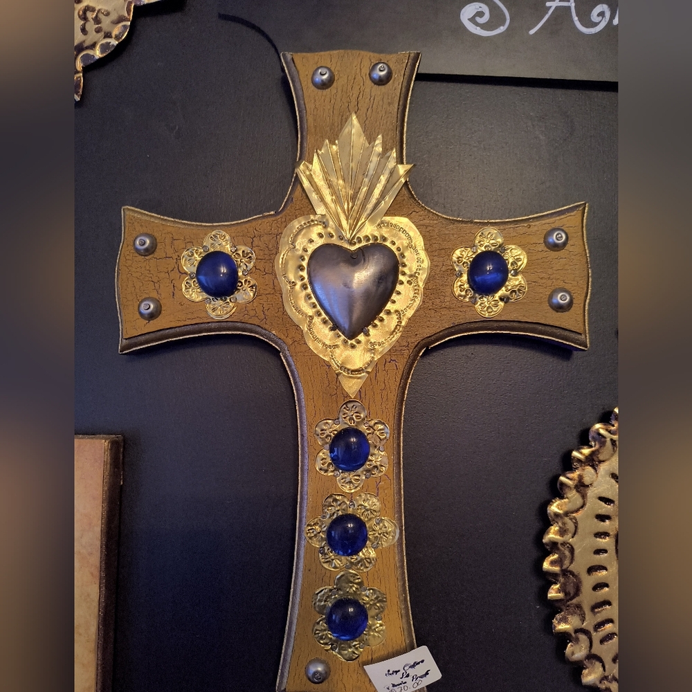Handmade Milagros Wooden Cross